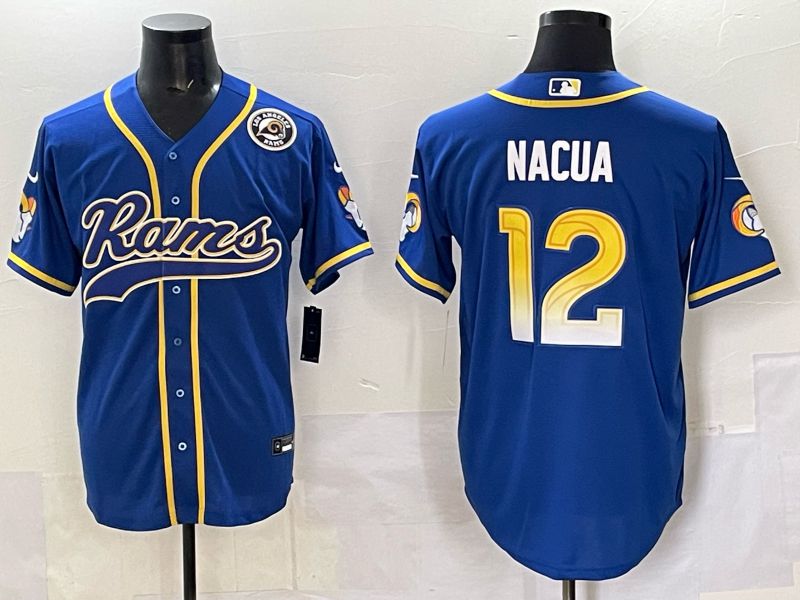 Men 2025 Los Angeles Rams #12 Nacua Blue Second generation joint name Nike Limited NFL Jersey style 02->los angeles rams->NFL Jersey